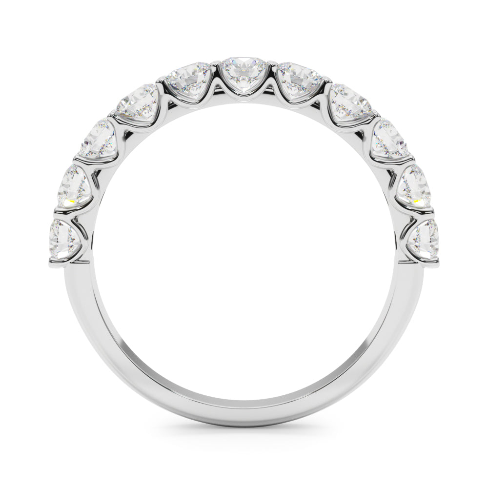 11-Stone Shared Prong Half Eternity Ring in Gold & Platinum