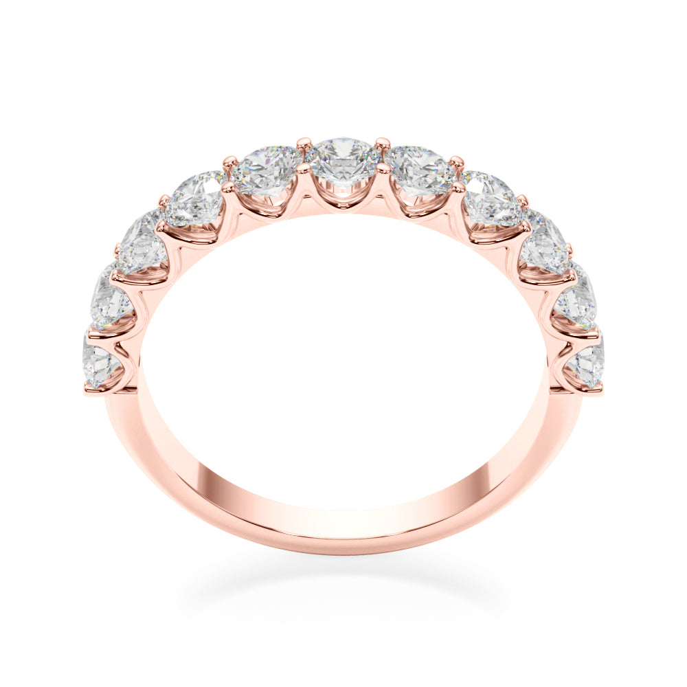 11-Stone Shared Prong Half Eternity Ring in Gold & Platinum