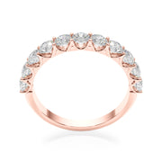 11-Stone Shared Prong Half Eternity Ring in Gold & Platinum