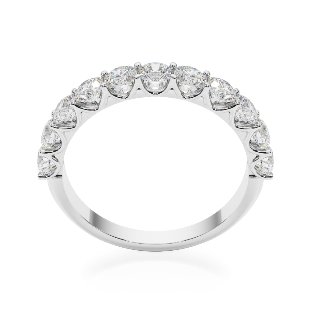 11-Stone Shared Prong Half Eternity Ring in Gold & Platinum