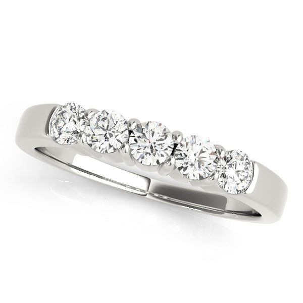 Shared Prong Half Eternity Ring in Gold & Platinum