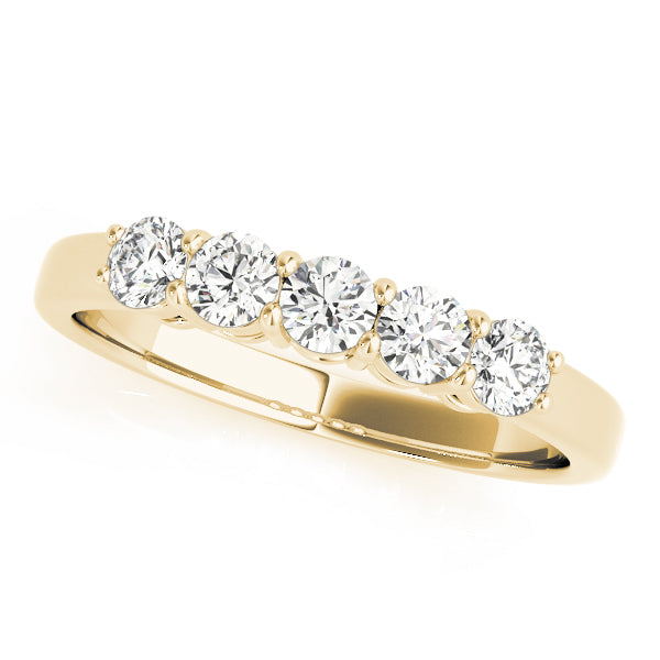 5-Stone Shared-Prong Half Eternity Ring in 10K/14K gold and platinum with certified lab-grown or natural diamonds