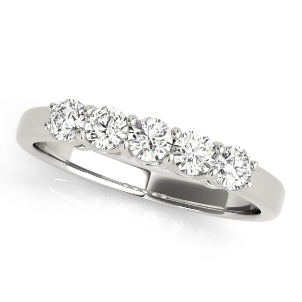 5-Stone Shared-Prong Half Eternity Ring in Gold & Platinum