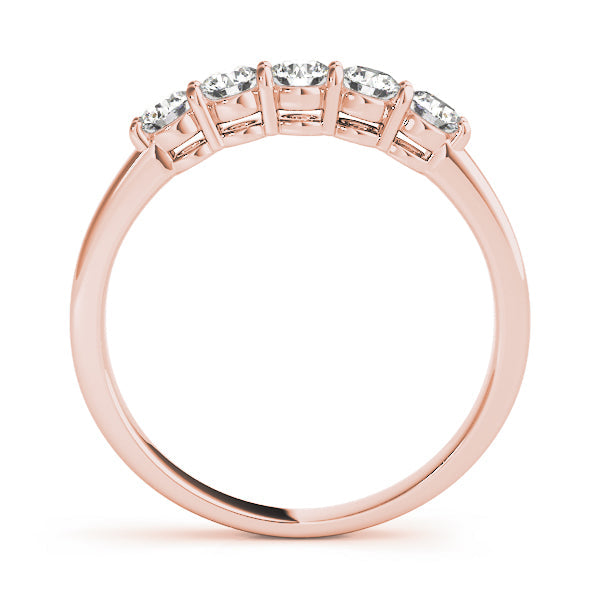 5-Stone Shared-Prong Half Eternity Ring in Gold & Platinum