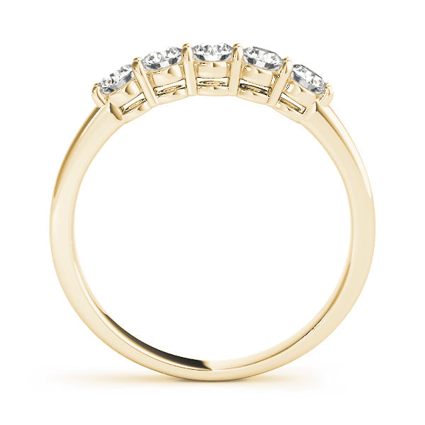 5-Stone Shared-Prong Half Eternity Ring in Gold & Platinum