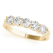 5-Stone Shared Prong Diamond Half Eternity Ring in 10K/14K gold and platinum with certified lab-grown or natural diamonds