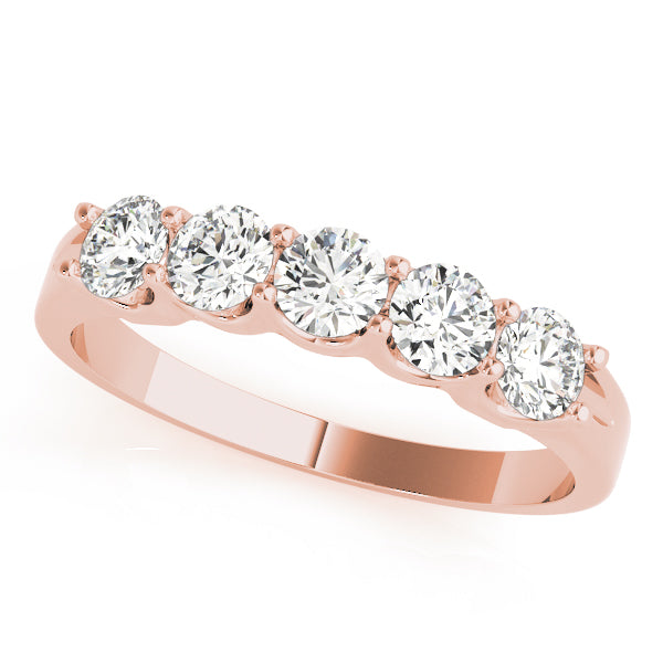 5-Stone Shared Prong Diamond Half Eternity Ring in Gold & Platinum