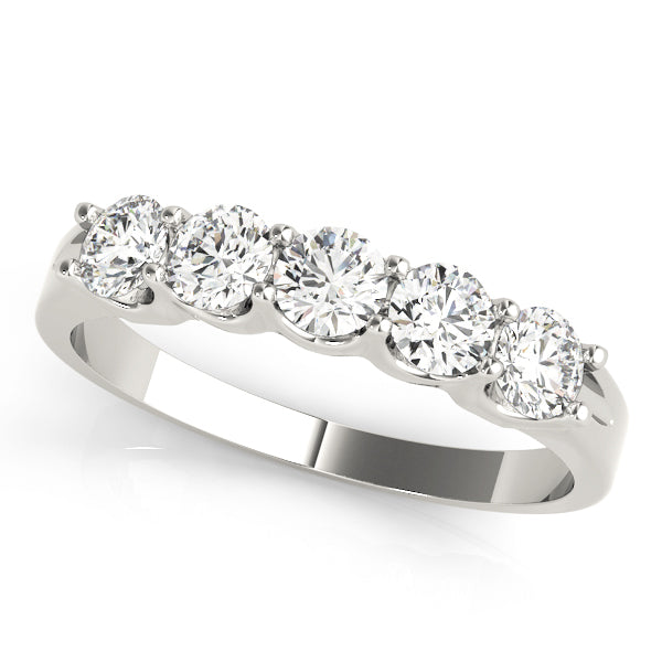 5-Stone Shared Prong Diamond Half Eternity Ring in Gold & Platinum