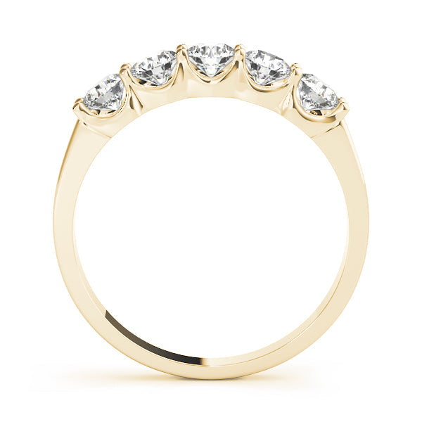 5-Stone Shared Prong Diamond Half Eternity Ring in Gold & Platinum