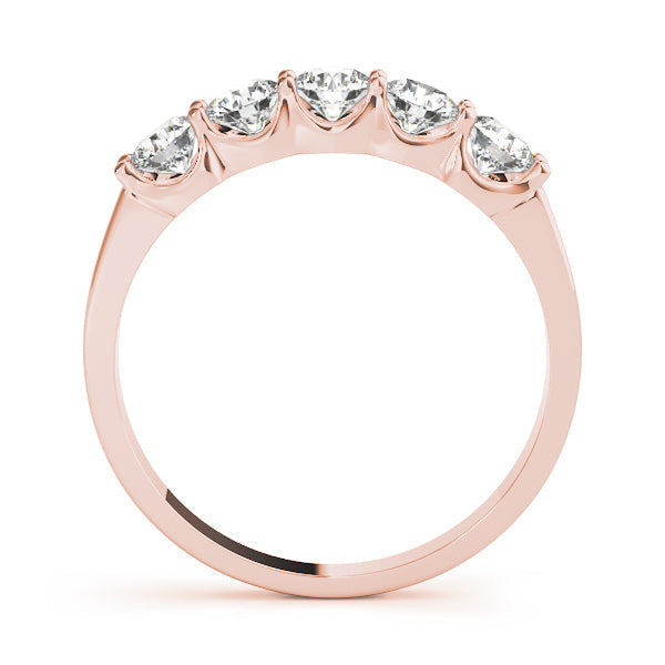 5-Stone Shared Prong Diamond Half Eternity Ring in Gold & Platinum