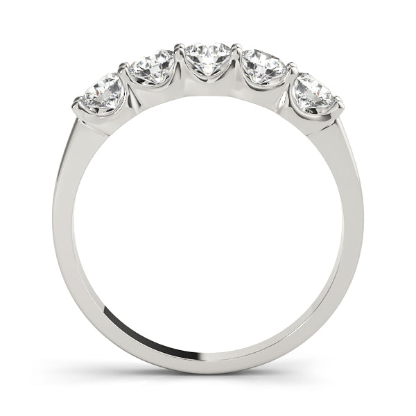 5-Stone Shared Prong Diamond Half Eternity Ring in Gold & Platinum