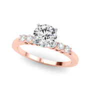 Elegant 6 Stone Remount Round Diamond Engagement Ring in 10K/14K gold and platinum with certified lab-grown or natural diamonds