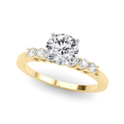 Elegant 6 Stone Remount Round Diamond Engagement Ring in 10K/14K gold and platinum with certified lab-grown or natural diamonds