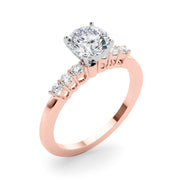 Elegant 6 Stone Remount Round Diamond Engagement Ring in 10K/14K gold and platinum with certified lab-grown or natural diamonds