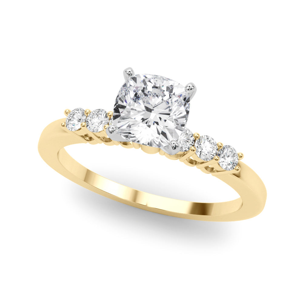 Elegant 6 Stone Remount Round Diamond Engagement Ring in 10K/14K gold and platinum with certified lab-grown or natural diamonds