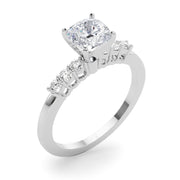 Elegant 6 Stone Remount Round Diamond Engagement Ring in 10K/14K gold and platinum with certified lab-grown or natural diamonds