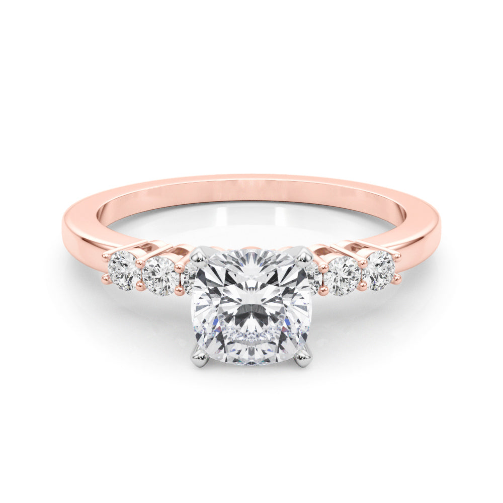 Elegant 6 Stone Remount Round Diamond Engagement Ring in 10K/14K gold and platinum with certified lab-grown or natural diamonds