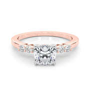 Elegant 6 Stone Remount Round Diamond Engagement Ring in 10K/14K gold and platinum with certified lab-grown or natural diamonds