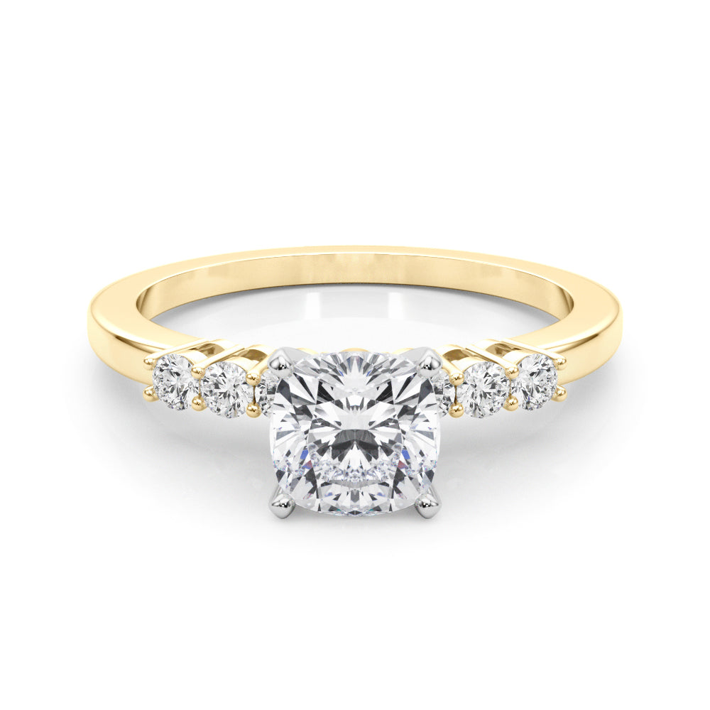 Elegant 6 Stone Remount Round Diamond Engagement Ring in 10K/14K gold and platinum with certified lab-grown or natural diamonds