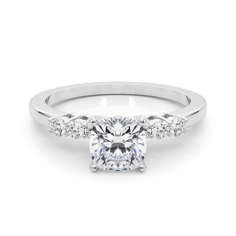 Elegant 6 Stone Remount Round Diamond Engagement Ring in 10K/14K gold and platinum with certified lab-grown or natural diamonds