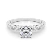 Elegant 6 Stone Remount Round Diamond Engagement Ring in 10K/14K gold and platinum with certified lab-grown or natural diamonds