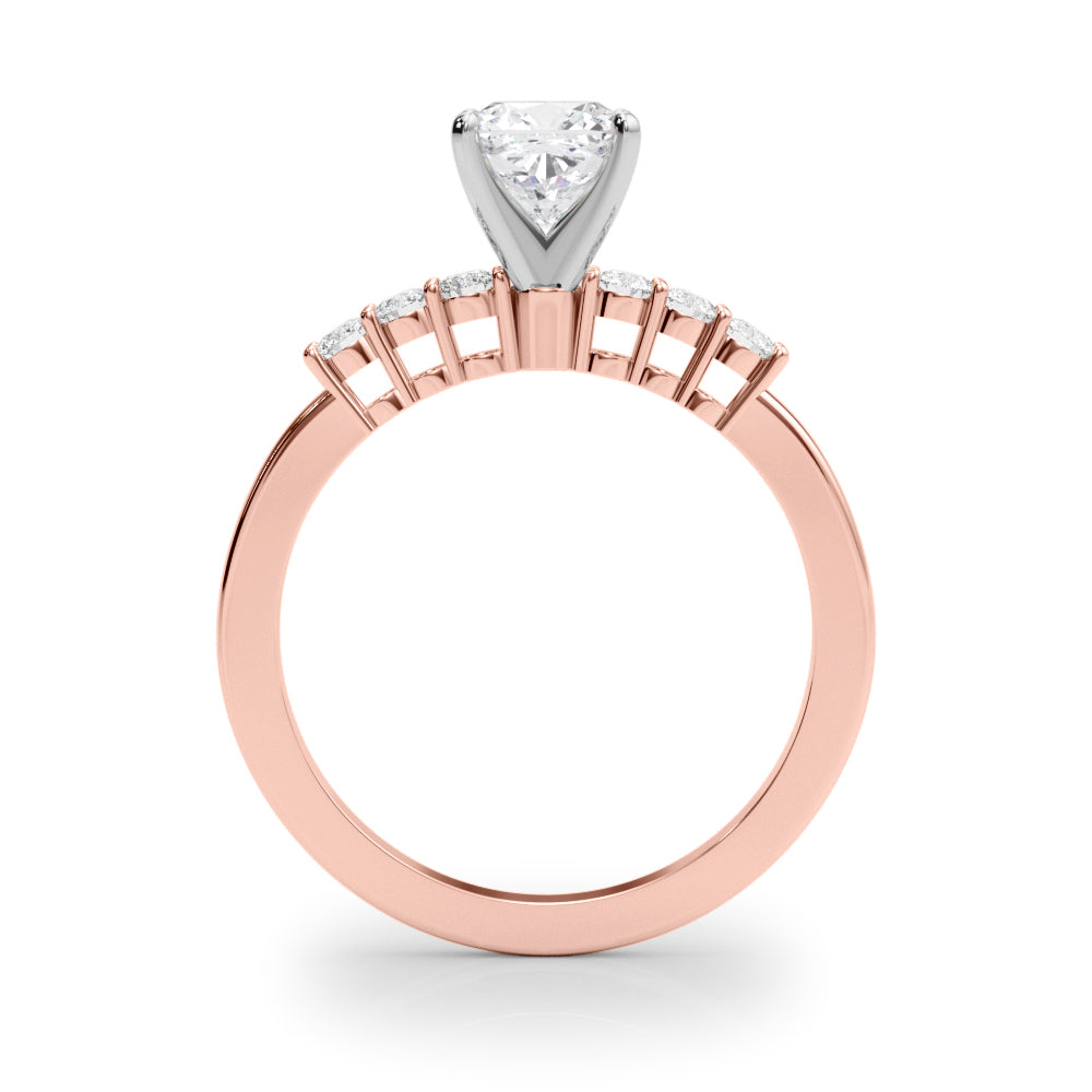 Elegant 6 Stone Remount Round Diamond Engagement Ring in 10K/14K gold and platinum with certified lab-grown or natural diamonds