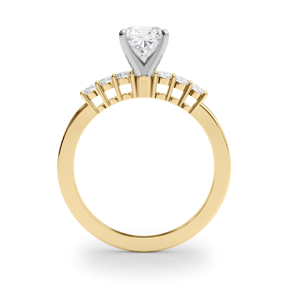 Elegant 6 Stone Remount Round Diamond Engagement Ring in 10K/14K gold and platinum with certified lab-grown or natural diamonds