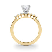 Elegant 6 Stone Remount Round Diamond Engagement Ring in 10K/14K gold and platinum with certified lab-grown or natural diamonds