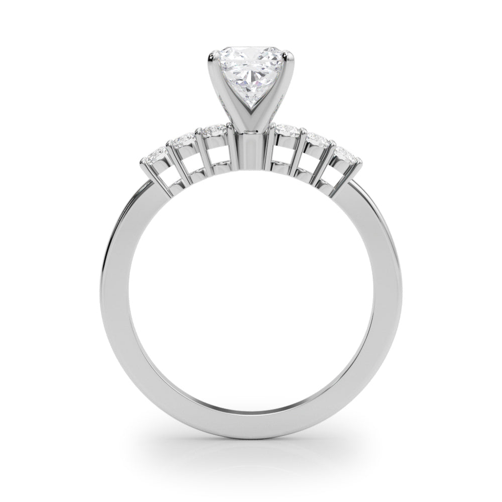 Elegant 6 Stone Remount Round Diamond Engagement Ring in 10K/14K gold and platinum with certified lab-grown or natural diamonds