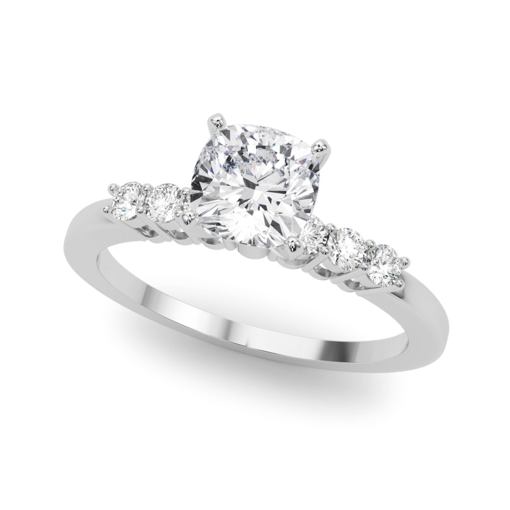 Elegant 6 Stone Remount Round Diamond Engagement Ring in 10K/14K gold and platinum with certified lab-grown or natural diamonds
