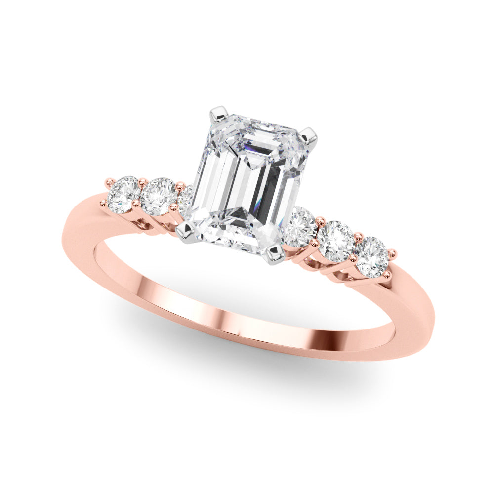 Elegant 6 Stone Remount Round Diamond Engagement Ring in 10K/14K gold and platinum with certified lab-grown or natural diamonds