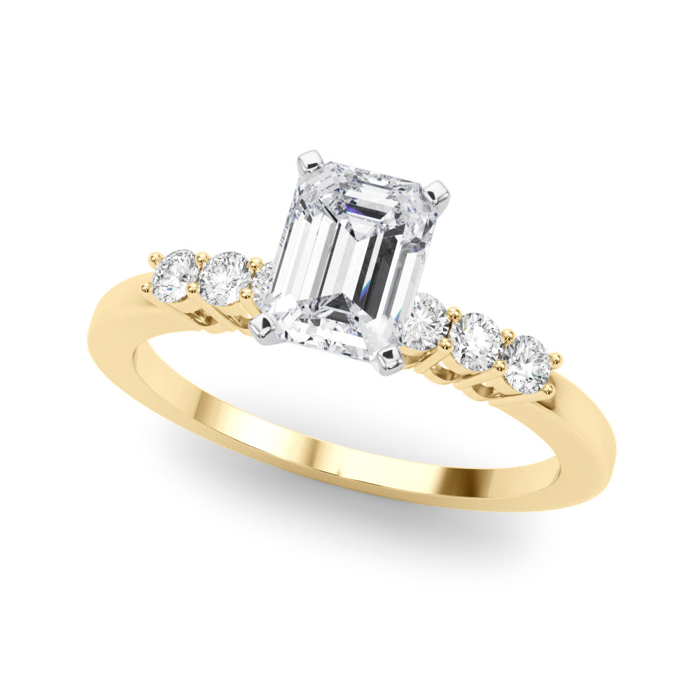 Elegant 6 Stone Remount Round Diamond Engagement Ring in 10K/14K gold and platinum with certified lab-grown or natural diamonds
