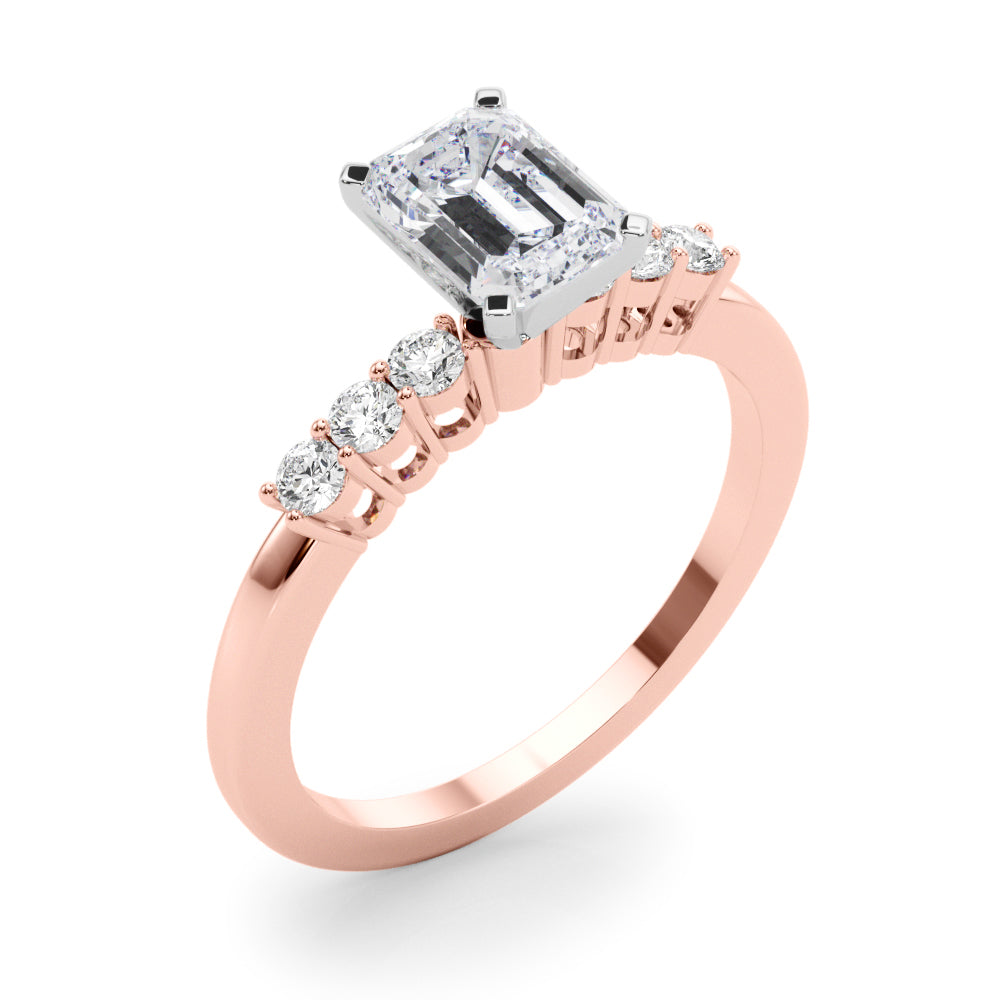 Elegant 6 Stone Remount Round Diamond Engagement Ring in 10K/14K gold and platinum with certified lab-grown or natural diamonds