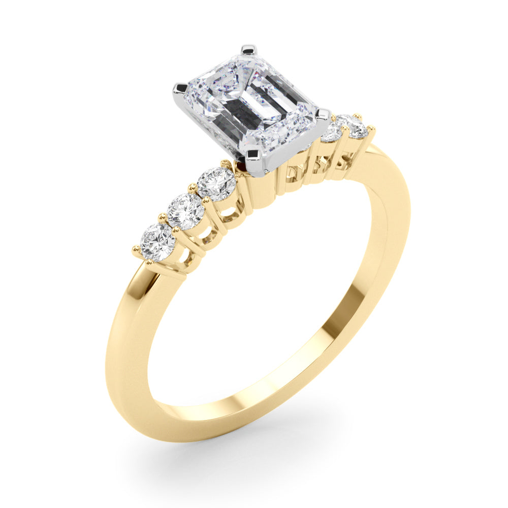 Elegant 6 Stone Remount Round Diamond Engagement Ring in 10K/14K gold and platinum with certified lab-grown or natural diamonds