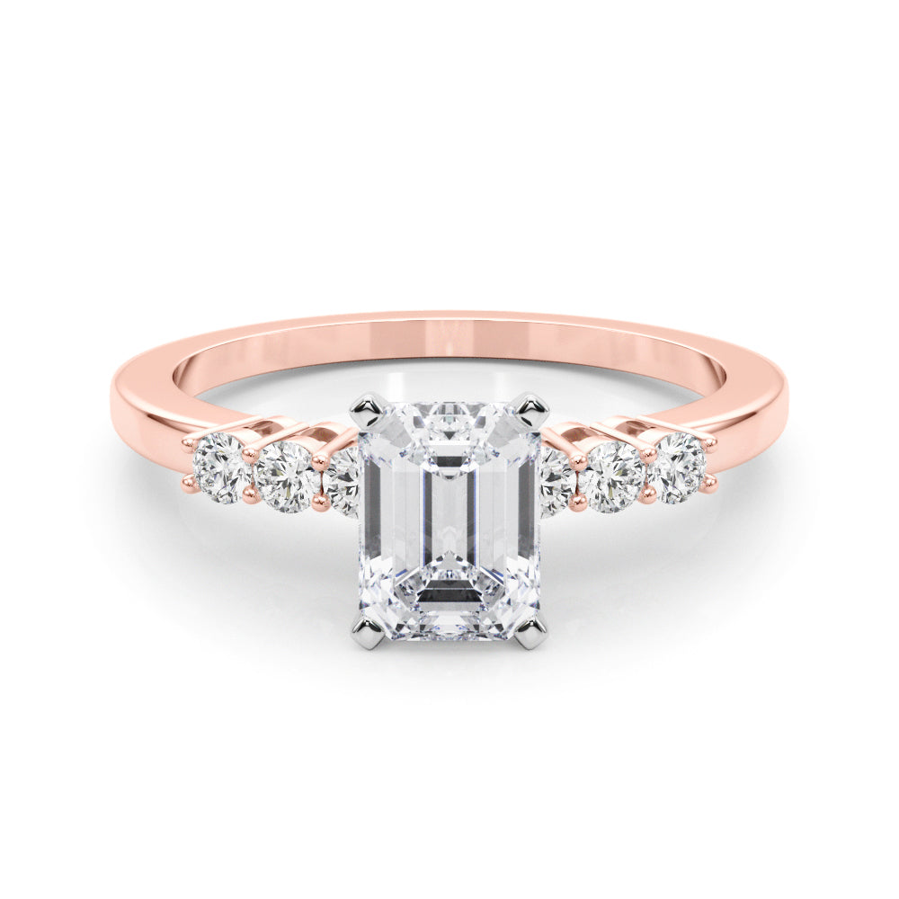 Elegant 6 Stone Remount Round Diamond Engagement Ring in 10K/14K gold and platinum with certified lab-grown or natural diamonds