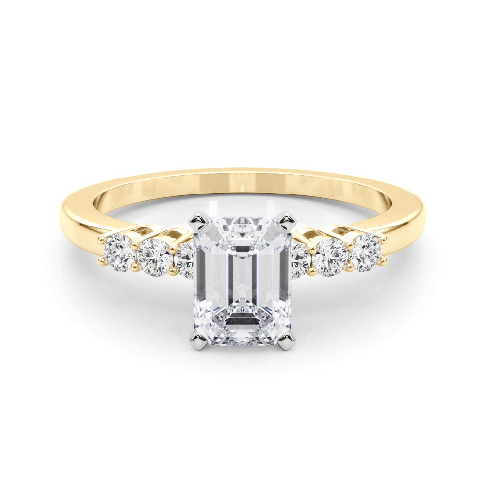 Elegant 6 Stone Remount Round Diamond Engagement Ring in 10K/14K gold and platinum with certified lab-grown or natural diamonds