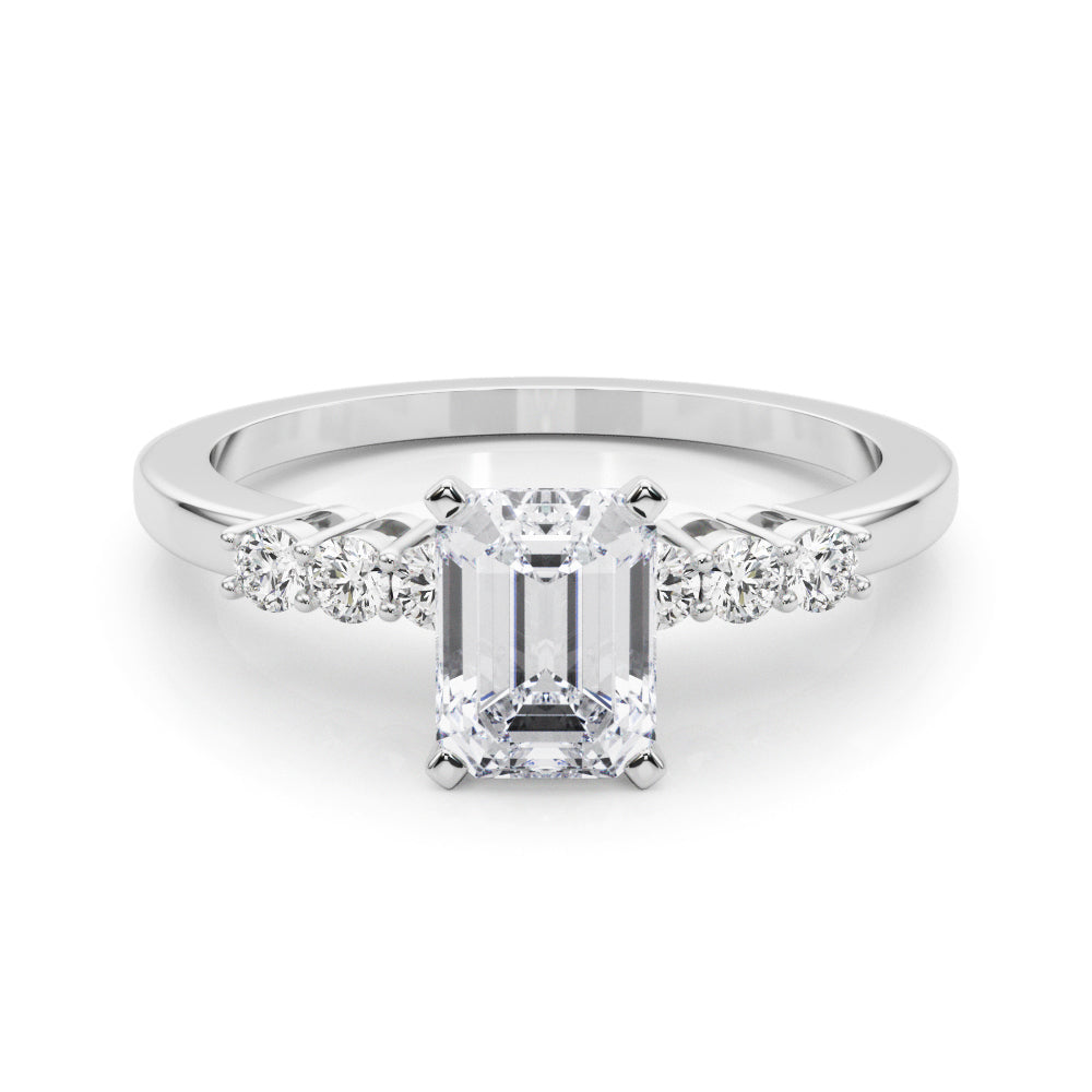 Elegant 6 Stone Remount Round Diamond Engagement Ring in 10K/14K gold and platinum with certified lab-grown or natural diamonds