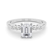 Elegant 6 Stone Remount Round Diamond Engagement Ring in 10K/14K gold and platinum with certified lab-grown or natural diamonds