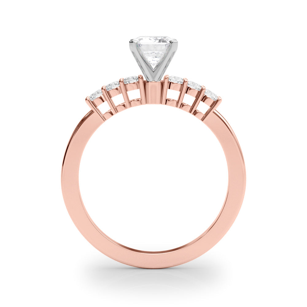 Elegant 6 Stone Remount Round Diamond Engagement Ring in 10K/14K gold and platinum with certified lab-grown or natural diamonds