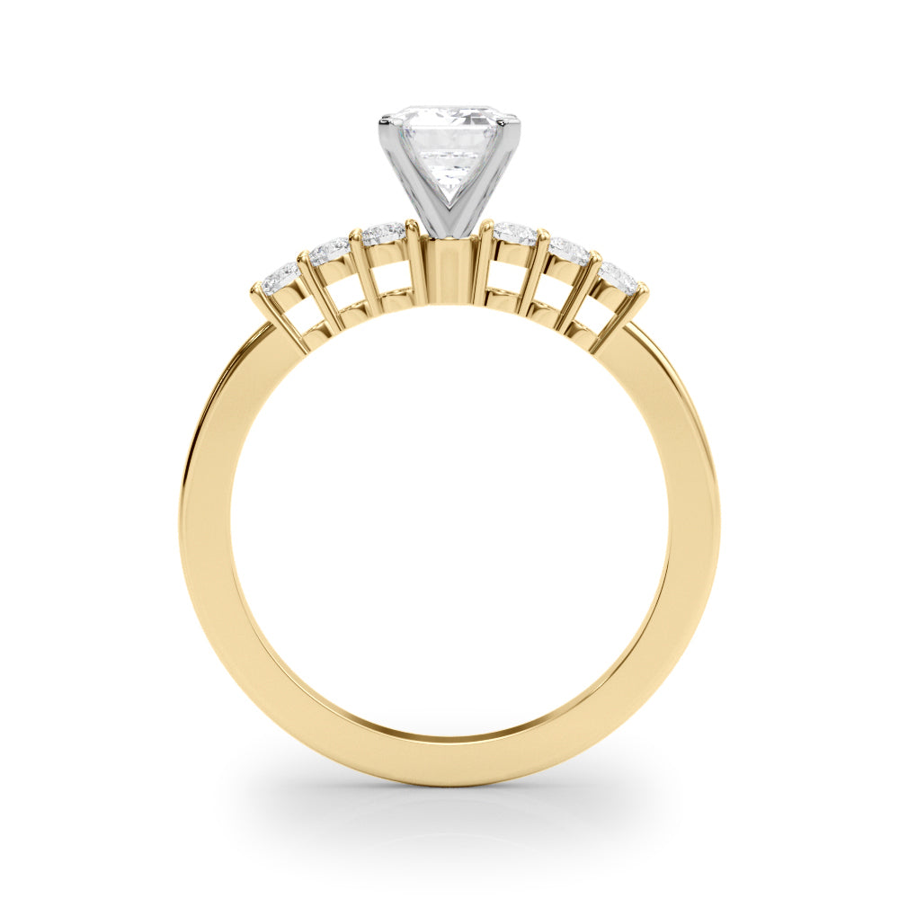 Elegant 6 Stone Remount Round Diamond Engagement Ring in 10K/14K gold and platinum with certified lab-grown or natural diamonds
