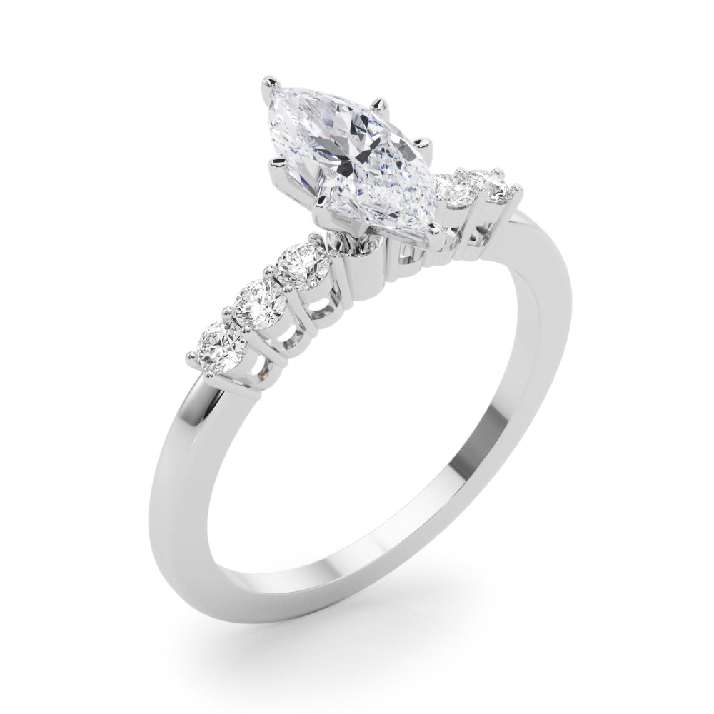 Elegant 6 Stone Remount Round Diamond Engagement Ring in 10K/14K gold and platinum with certified lab-grown or natural diamonds