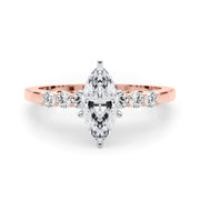 Elegant 6 Stone Remount Round Diamond Engagement Ring in 10K/14K gold and platinum with certified lab-grown or natural diamonds