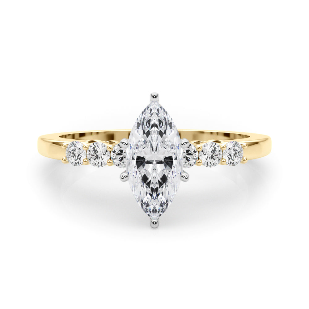 Elegant 6 Stone Remount Round Diamond Engagement Ring in 10K/14K gold and platinum with certified lab-grown or natural diamonds