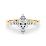 Elegant 6 Stone Remount Round Diamond Engagement Ring in 10K/14K gold and platinum with certified lab-grown or natural diamonds