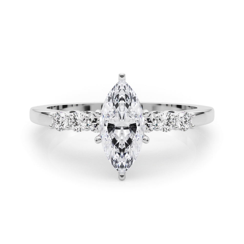 Elegant 6 Stone Remount Round Diamond Engagement Ring in 10K/14K gold and platinum with certified lab-grown or natural diamonds