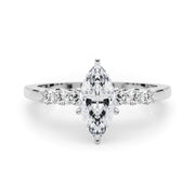 Elegant 6 Stone Remount Round Diamond Engagement Ring in 10K/14K gold and platinum with certified lab-grown or natural diamonds