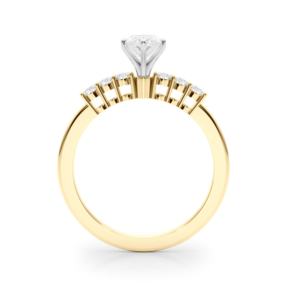 Elegant 6 Stone Remount Round Diamond Engagement Ring in 10K/14K gold and platinum with certified lab-grown or natural diamonds