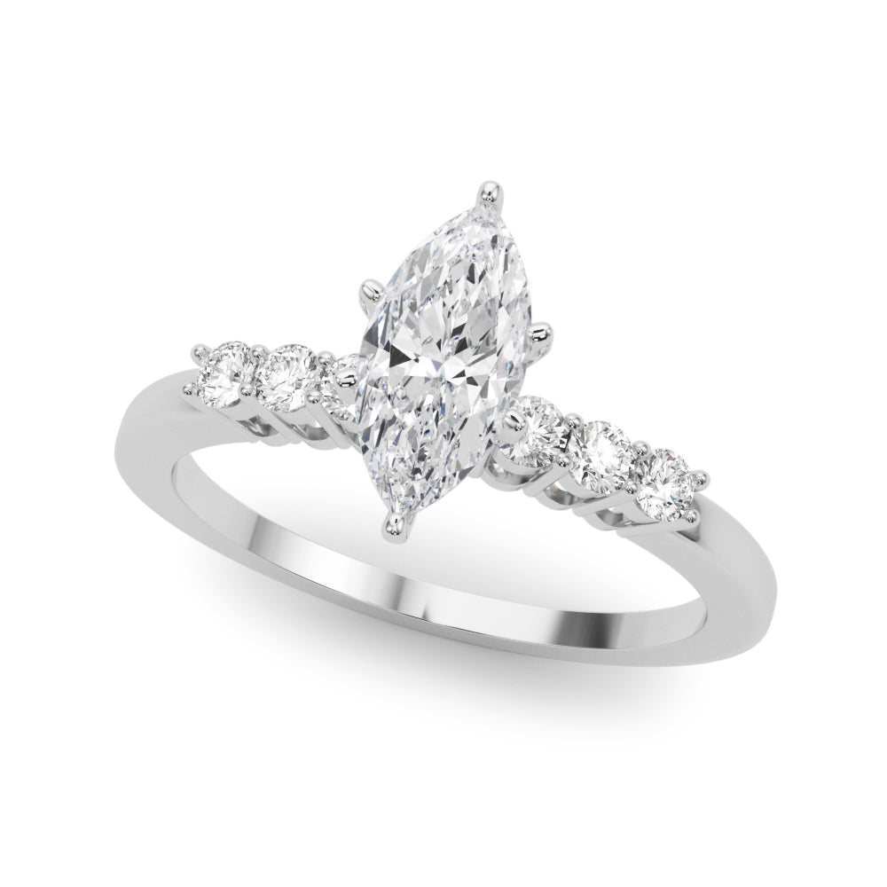 Elegant 6 Stone Remount Round Diamond Engagement Ring in 10K/14K gold and platinum with certified lab-grown or natural diamonds