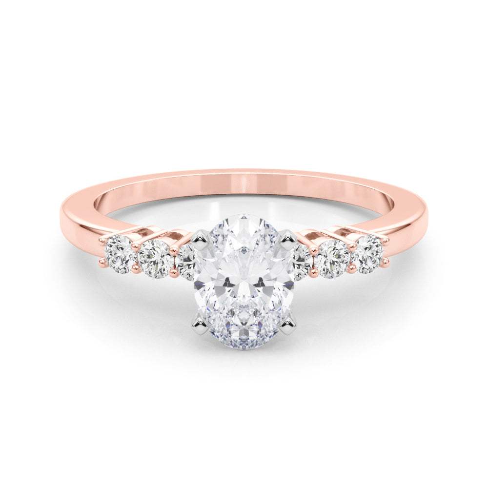 Elegant 6 Stone Remount Round Diamond Engagement Ring in 10K/14K gold and platinum with certified lab-grown or natural diamonds