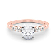 Elegant 6 Stone Remount Round Diamond Engagement Ring in 10K/14K gold and platinum with certified lab-grown or natural diamonds